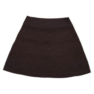 Forth and Towne Allegory Skirt Womens 16 ALine Embroidered Pintuck Brown Cotton